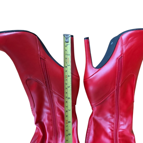 Elegant Red Over the Knee Boots - Picture 3 of 13
